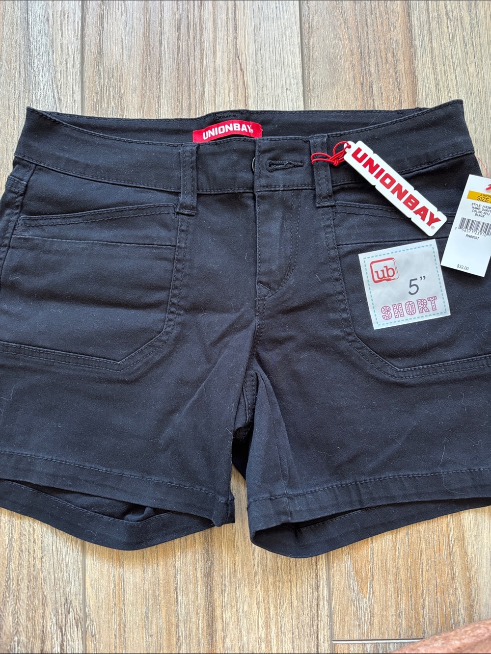 UNIONBAY Black Women's High-Rise 5" Shorts Brand New